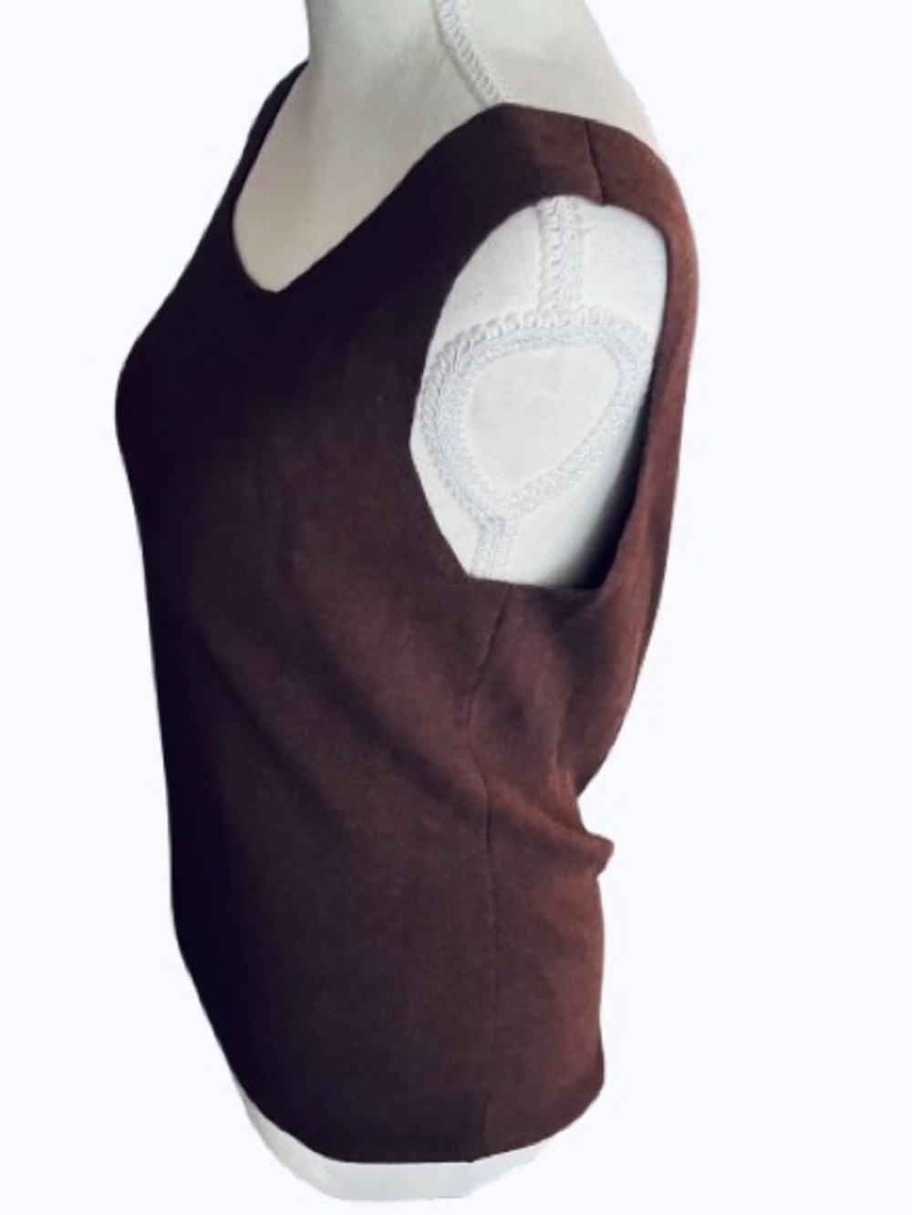 Y2K 100% Pima Cotton Tank Top PERUVIAN CONNECTION Knit Designer Sweater Brown